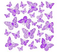 Yindhgdr Decorazioni A Forma di, 48 Pezzi, 3 Stili e 3 Misure Ciascuno, Decorazioni per Pareti e Torte, Accessori per Feste, Arte Murale 3D Viola