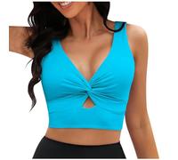 Yindhgdr Reggiseno Bikini da, Imbottito, con Nodo Intrecciato, con Taglio Regolabile, Solo per Costumi da Bagno Blu M