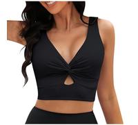 Yindhgdr Reggiseno Bikini da, Tankini Cropped, Imbottito, con Nodo, Scollo A V, Regolabile, Solo per Costumi da Bagno Nero L