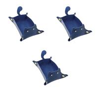 Yindhgdr Vassoio Portaoggetti In Pelle A Forma di Gatti Carini da 3 Pezzi, Vassoio per Gioielli per Tavolino da Caffè, Organizer da Scrivania, Vassoio Raccoglitore Blu Durevole