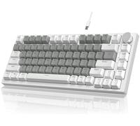 YINDIAO Ajazz AK820 Tastiera Meccanica con Manopola,Layout ANSI 75%,Tastiera da Gioco Cablata 81 Tasti,5 Schiuma Fonoassorbente,Hot-swap,Interruttore Lineare,Luce Bianca,per PC,MAC (Bianco & Grigio)