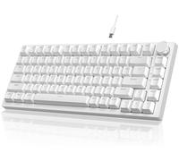 YINDIAO Ajazz AK820 Tastiera Meccanica con Manopola,Layout ANSI 75%,Tastiera da Gioco Cablata 82 Tasti,5 Schiuma Fonoassorbente,Hot-swap,Interruttore Blu,Luce Blu Ghiaccio,per PC,MAC (Bianco)