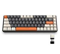 YINDIAO K68 Tastiera da Gioco Meccanica Wireless al 60%,68 Tasti Mini Tastiera Compatta Bluetooth 5.0/2.4Ghz con Ricevitore Dual Mode,Sostituibile a Caldo,Interruttore Rosso,per PC,MAC,PS4 (Frappè)