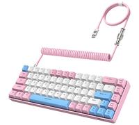 YINDIAO T8 60% Tastiera da Gioco,68 Tasti Mini Tastiera Meccanica Cablata Compatta con 18 Chroma RGB Retroilluminato,Interruttore Blu,Cavo USB C A Spirale per Tastiera,per PC,Laptop,Mac,PS4,XBOX-Rosa
