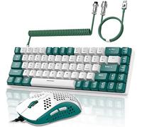 YINDIAO T8 Combo Tastiera e Mouse da Gioco RGB al 60% + Cavo USB C a Spirale,Tastiera Meccanica Cablata,Layout Compatto TKL a 68 Tasti,Mouse a Nido d'ape,Fino a 6400 DPI,per PC MAC PS5 -Verde