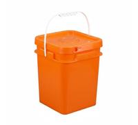 YindiMister Secchio Quadrato Contenitore Alimentare Bidone con Coperchio Chiusura a Strappo di Struttura Rinforzata Impilabile Salvaspazio per Officina Cantina, Arancione, 13L