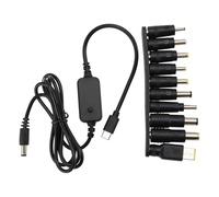 YINETTECH Cavo adattatore DC tipo C a DC5521 5V/9V/12V/15V/20V tensione regolabile display digitale DC PD cavo di ricarica rapida per modem router ottici notebook (cavo da 1,2 m con 10 testine