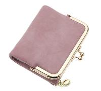 YINETTECH Portafoglio da donna in pelle PU con cerniera e chiusura a bacio, borsa portaoggetti per carte di credito, vintage, piccola, compatta, multifunzione, portamonete, 12 x 10 cm, rosa, 12x10cm