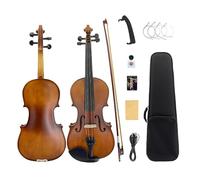 Yinfente 4/4 violino elettrico e acustico a grandezza naturale, 4 corde, abete d'acero per studenti, bambini, principianti, custodia rigida in legno brasiliano, cavo, panno per la pulizia (caffè)
