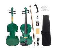 Yinfente 4/4 violino elettrico e acustico full-size, 4 corde, abete d'acero per studenti, bambini, principianti, custodia rigida, arco in legno brasiliano, cavo, panno di pulizia (verde)