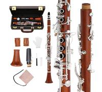 Yinfente Clarinetto in palissandro Eb clarinetto per studenti principianti con 2 barili, custodia rigida, kit di pulizia, bocchino, grasso per sughero, guanti, ance per clarinetto professionale e