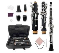 Yinfente Clarinetto professionale in ebanite per clarinetto con 2 barili, custodia per clarinetto in tessuto, accessorio per ance nero (c-key)