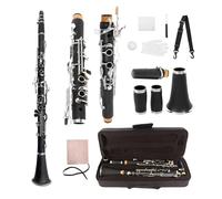 Yinfente Clarinetto professionale in legno di ebanite con chiave sol, piatto, 2 barili, con custodia, accessori per ance (tasto G)