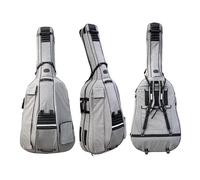 yinfente Custodia per basso verticale 3/4 con tracolla regolabile, manico e ruota e altre tasche portaoggetti, borsa per contrabbasso per musicisti, durevole e portatile, grigio, Alla moda