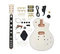Yinfente Kit chitarra fai da te con mogano con corpo impiallacciato in acero fiamma, manico in mogano con tastiera in palissandro 6 corde kit chitarra elettrica fai da te con tutti i componenti per