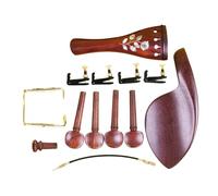 Yinfente Kit di parti per violino 4/4, accessori per violino a grandezza naturale, cordiera con accordatore fine e morsetto per mento, perno terminale (4/4 in sequoia rossa)