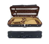 yinfente Oblong - Custodia per violino doppia, in legno, per violini da 15 a 16,5 pollici, con cinghia posteriore regolabile, quattro supporti per archetto, imbottitura Thinck