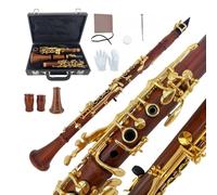 Yinfente Rosewood Clarinete placcato oro Chiavi clarinetto Bb piatto per studenti principianti con 2 barili kit di pulizia custodia rigida Mouthpice Cork grasso guanti ance professionale e intermedio
