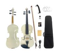 Yinfente Violino acustico elettrico 4/4 a 4 corde in acero abete rosso per studenti, violino per principianti, archetto in legno di Brasile, cavo, panno per la pulizia, colofonia, ponte (bianco)
