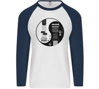 Ying Yang Chitarra Chitarrista Elettrica Basso Uomo L/S Maglietta Baseball