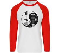 Ying Yang Chitarra Chitarrista Elettrica Basso Uomo L/S Maglietta Baseball
