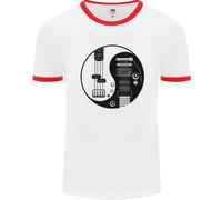 Ying Yang Chitarra Chitarrista Elettrica Basso Uomo Ringer T-Shirt