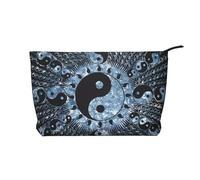 Ying Yang Diagramma Chiusura Cerniera Corduroy Makeup Bag Organizer Multifunzionale 22x7x17cm per Viaggi Campeggio Vacanze Fitness, Nero , Taglia unica