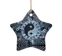 Ying Yang Diagramma Stampa Vacanza Pendente Ornamento, Natale Ceramica Appeso Stella Cuore Decorazioni per Natale