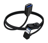 YINGAYOU Cavo USB 3.0 con Interruttore On/Off USB A 90 Gradi con Interruttore Supporta 5Gbps Trasmissione Dati e Funzione di Ricarica, Per PC Portatile, Ventilatore, Lampade (Basso, 30 cm)