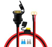 YINGAYOU Fixed Thread Cigarette Lighter Socket to O Ring 14AWG 20A 12V 24V Cigarette Lighter Socket con Fusibile e Copertura Conviente per auto, motociclette, barche (2 m)