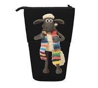 YINGD 1Shaun The Sheep - Astuccio a scomparsa per studenti, carino, di grande capacità, leggero, con personaggi anime, Nero , 21x10.5x5cm, Organizer per borse
