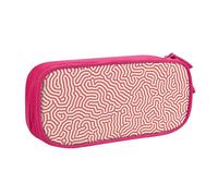 YINGD Astuccio grande capacità, astuccio rosso con motivo a linee labirinte di Turing con 2 scomparti, Multicolore, Stile europeo e americano, retrò, moderno
