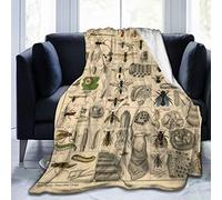 YINGD Coperta in flanella stampata a doppia faccia con entomologia degli insetti antichi ed ultra morbida coperta da letto calda per divano da campeggio e camera da letto 127 x 101,6 cm