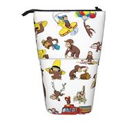 YINGD Curious George JI32 - Astuccio espandibile con motivo arachidi, retrattile, di grande capacità, per ragazzi e ragazze, per cancelleria, leggero, per scuola e ufficio, Nero , 21x10.5x5cm