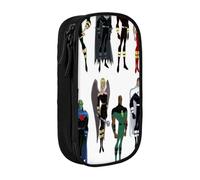 YINGD Justice League Unlimited - Astuccio per artisti e scrittori, 5 scomparti per penne + 3 tasche in rete, tessuto Oxford facile da pulire, Multicolore, Stile europeo e americano, retrò, moderno