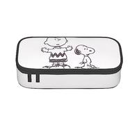 YINGD Snoopy, astuccio per cancelleria, portapenne, grande capacità, per ufficio, carino, astuccio per cosmetici, articoli di cancelleria, per ragazzi, ragazze, bambini e adulti, Nero , 21x10.5x5cm