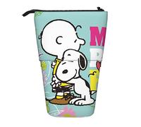 YINGD Snoopy Charlie Brown 1 astuccio espandibile arachidi organizer borse retrattili carino grande capacità ragazzo ragazza cancelleria sacchetto leggero per scuola ufficio cv46, Nero , 21x10.5x5cm