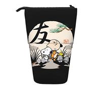 YINGD Snoopy & Charlie Brown Astuccio espandibile Arachidi Organizer Borse retrattili Carino Grande Capacità Ragazzo Ragazza Cancelleria Pouch Leggero per Scuola Ufficio CI90, Nero , 21x10.5x5cm