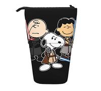 YINGD Snoopy Charlie Brown Astuccio espandibile Arachidi Organizer Borse retrattili Carino Grande Capacità Ragazzo Ragazza Cancelleria Pouch Leggero per Scuola Ufficio cv47, Nero , 21x10.5x5cm