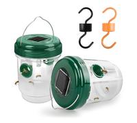 yingd Trappola per vespe, confezione da 2 trappole per vespe da appendere, riutilizzabili, impermeabili, gialle, con luce LED, efficaci trappole a energia solare per calabroni per giardino, cortile