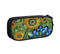 YINGD Van Gogh, astuccio per matite con girasoli, grande capacità per donne e uomini, portapenne, con doppia cerniera, Colore, 7.7cm*7.7cm*20.5cm, Set borsa da scuola