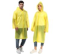 YingErTool Poncho impermeabile impermeabile, 2 pezzi, in EVA, riutilizzabile, per donne e uomini, con cappuccio e coulisse, Giallo, Taglia unica