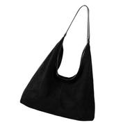 YINGhhh Borsa a tracolla in morbida pelle scamosciata di grande capacità, design retrò, perfetta per computer portatili, spostamenti quotidiani e abiti casual, spaziosa borsa da lavoro, Nero , One