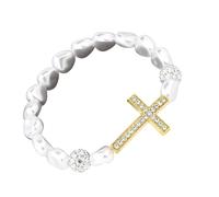 YINGhhh Comoda catena con perline religiose espandibili con finitura metallica ed elegante potenziale di stratificazione per adulti religiosi con perline, Misura unica, come descritto