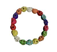 YINGhhh Croce colorata con teschio alla moda punk gotico colorato catena a mano gioielli donne ragazze punk braccialetti accattivante dichiarazione croce, Misura unica, come descritto