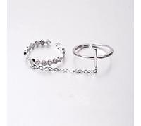 YINGQI Gioielli in Argento Sterling 925 con Doppio Anello con Apertura a Catena in Un Unico Pezzo, Anello articolato con personalità alla Moda per Regali Femminili
