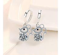 YINGQI Orecchini da Donna in Argento Sterling 925 Ciondolo Moda Rosa Blu Bianco zircone di Alta qualità Carino orecchino di Topo Gioielli Regalo