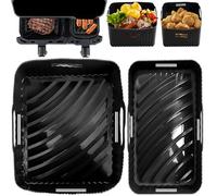 YINGRACE Accessori Dual Friggitrice ad Aria in Silicone per Moulinex EY9018 5,2/3,1 L, Cecotec Cecofry DuoSize 9L 5,5/3,5L, Teglie Cestino Friggitrice ad Aria Riutilizzabile Invece di Carta Forno