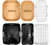 YINGRACE Dual Air Fryer Accessori per Moulinex EY9018 5,2/3,1 L, Cecotec Cecofry DuoSize 9L 5,5/3,5L, Due dimensioni Cassetti doppi, 6PCS con stampo in silicone, griglia, carta oleata per Airfryer