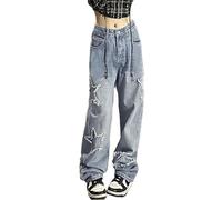 YINGWIN Star Jeans da donna Boyfriend Baggy Y2k Jeans da donna, Blu, 3XL
